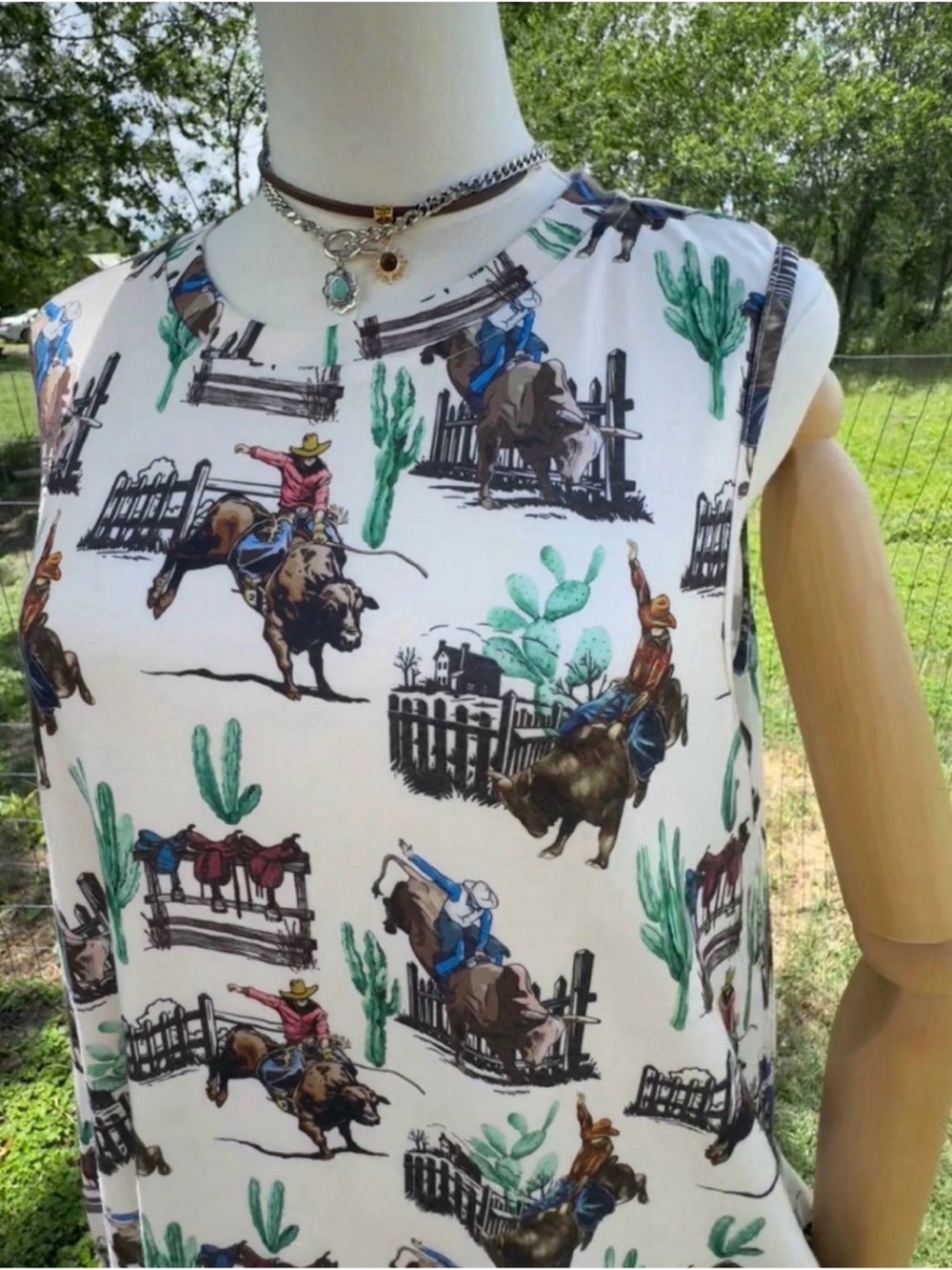 NWT Lucky & Blessed Printed Sleeveless Dress with Side Pockets